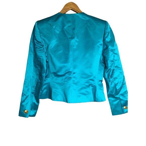 Vintage Carlisle Silk Blend Blazer Size 8 Gold Button Detail Lined Bright - Picture 4 of 5
